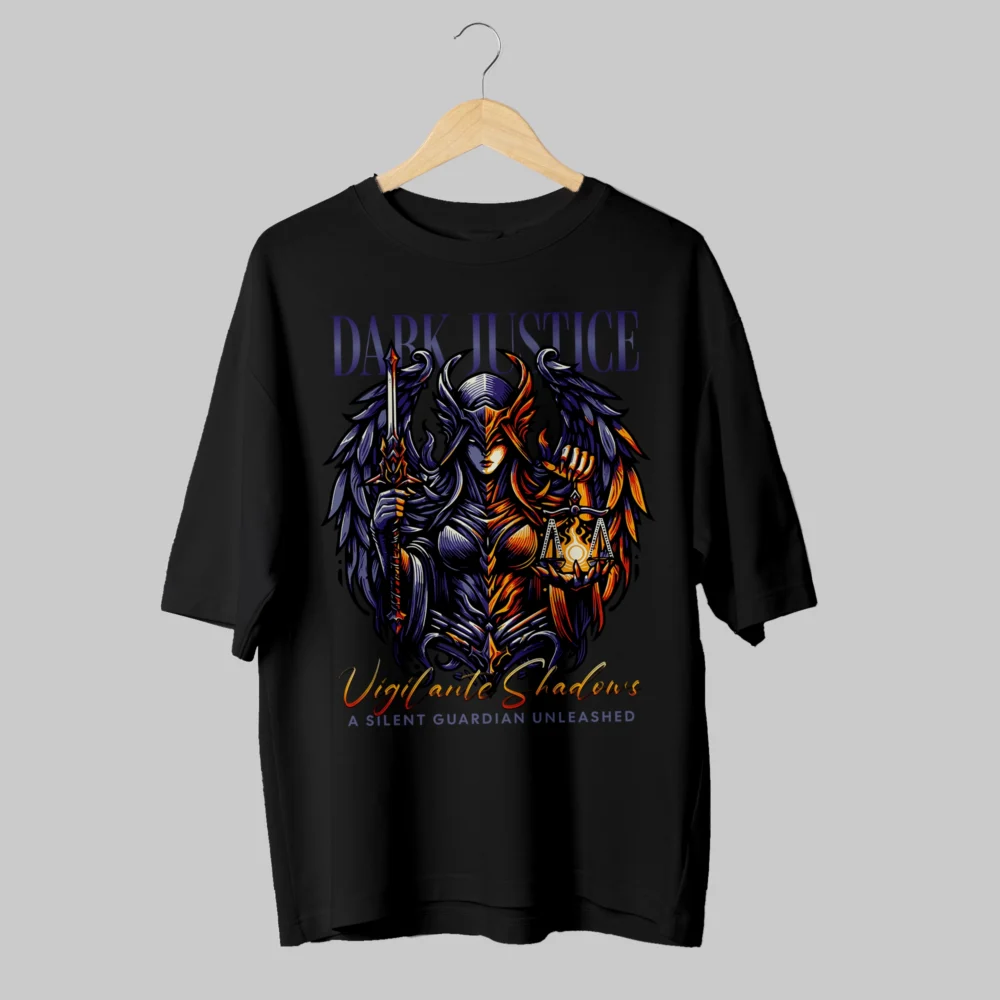 Dark Justice Oversized T-Shirt – 240 GSM Cotton, Comfortable Streetwear Fit