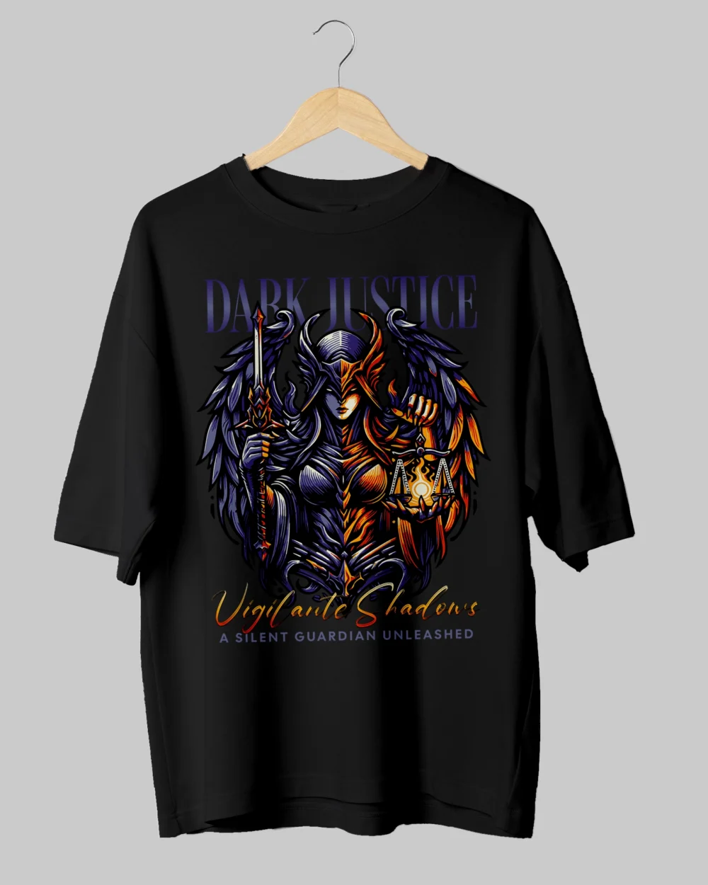 Dark Justice Oversized T-Shirt – 240 GSM Cotton, Comfortable Streetwear Fit