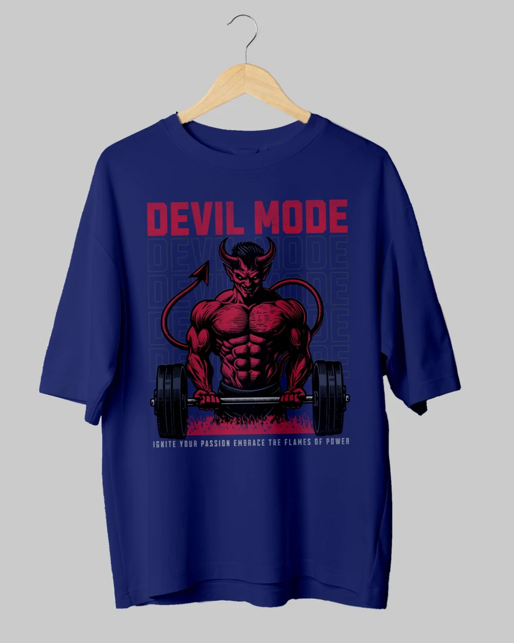 Devil Mode Gym Exercise Oversized T-Shirt – 240 GSM Cotton, Comfortable Fit for Workouts