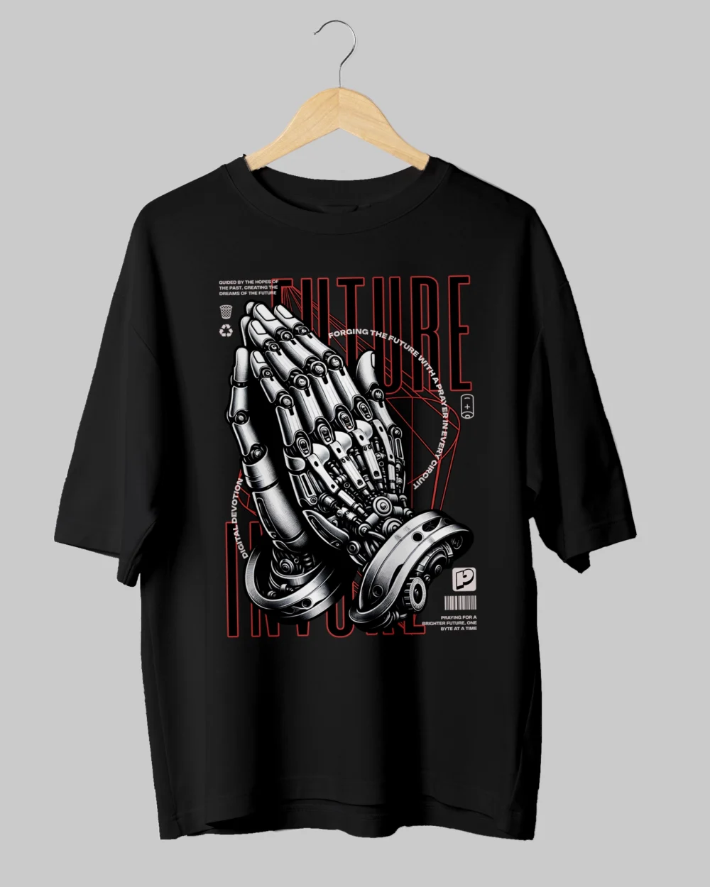 Future Invoke Oversized T-Shirt – 240 GSM Cotton, Futuristic Streetwear Design