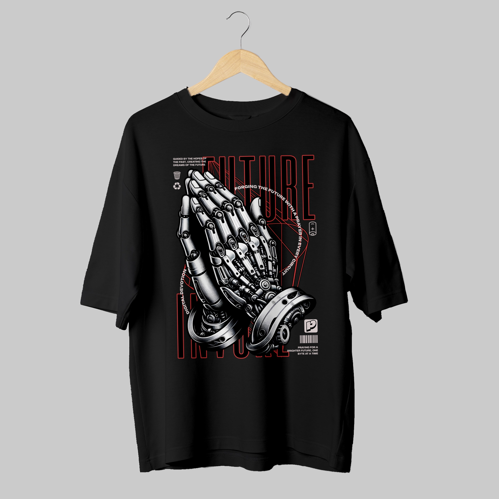 Future Invoke Oversized T-Shirt – 240 GSM Cotton, Futuristic Streetwear Design