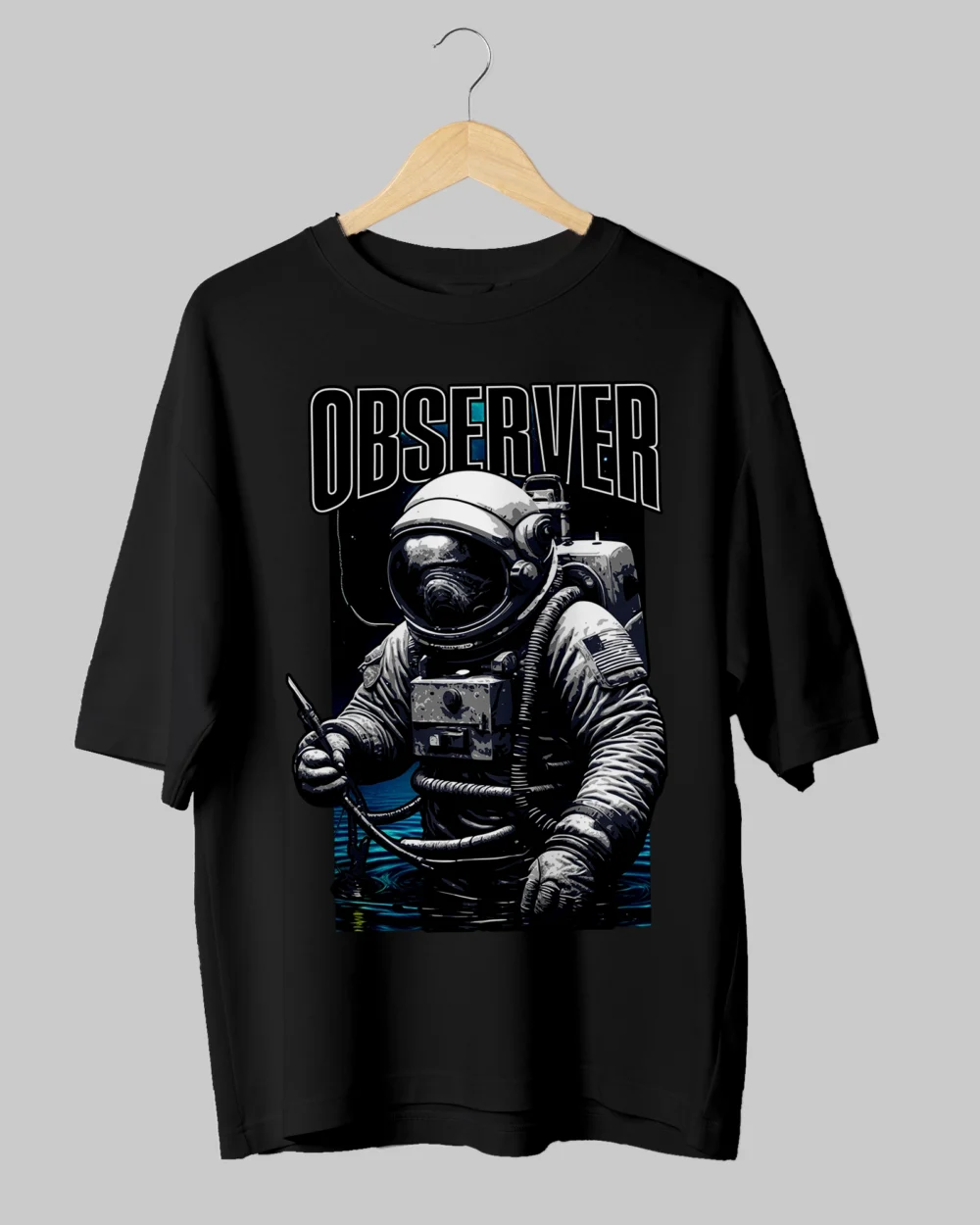 Observer Astronaut Printed Oversized T-Shirt – 240 GSM Cotton, Comfortable Fit