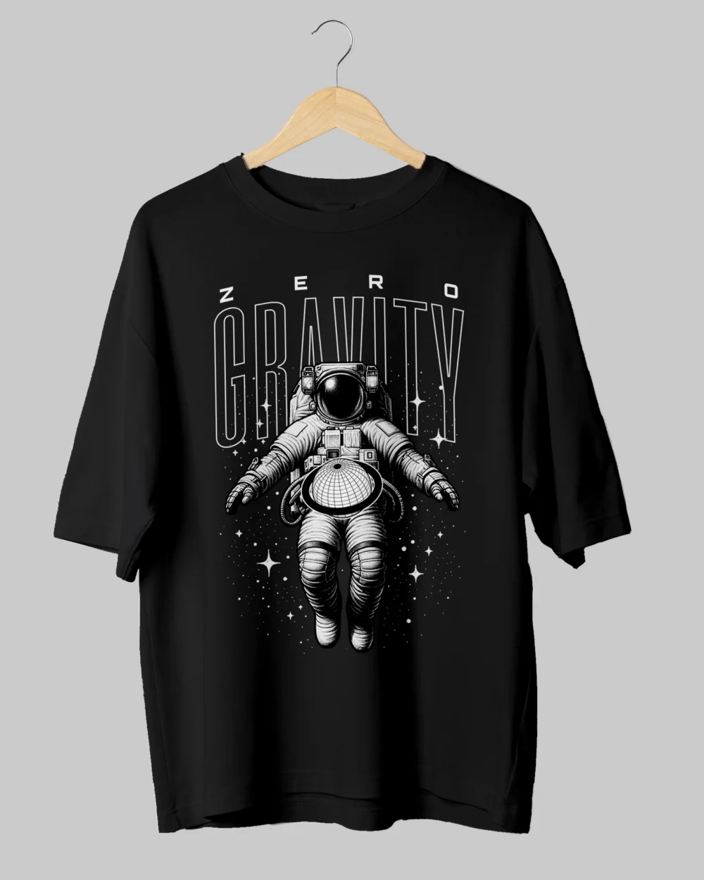 Zero Gravity Astronaut Oversized T-Shirt – 240 GSM Cotton, Space-Themed Design